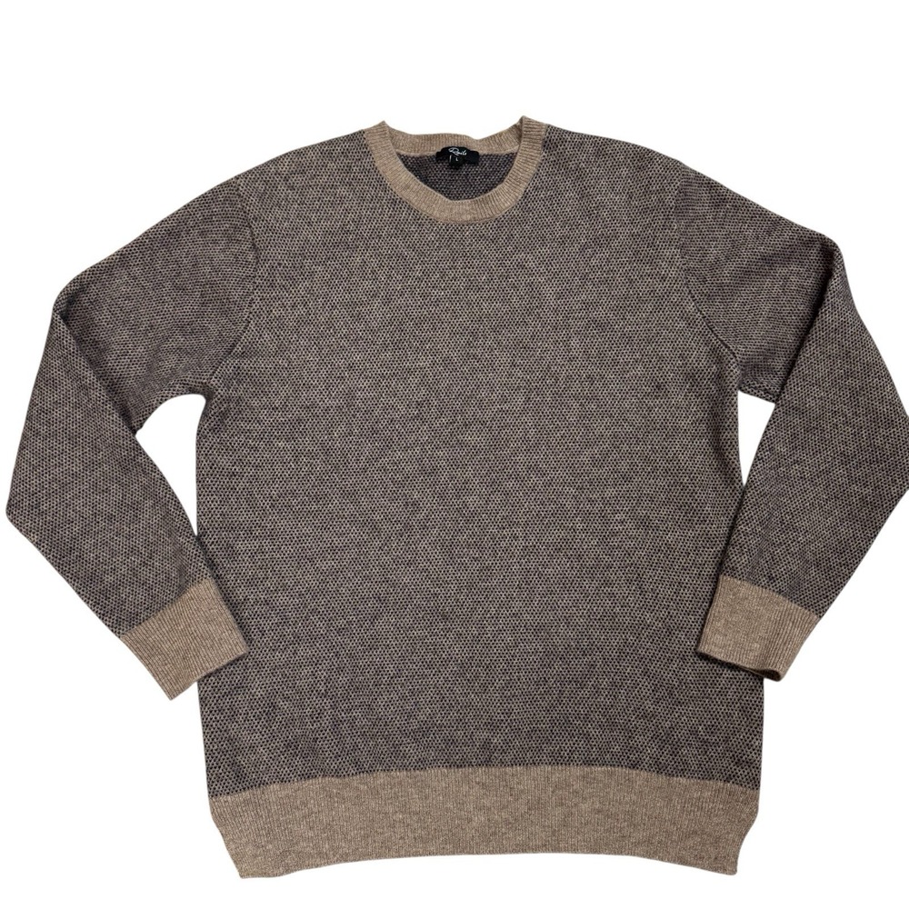 Rails Mens Wool Blend Pullover‎ Sweater L Navy Flax  Geometric Crew Neck